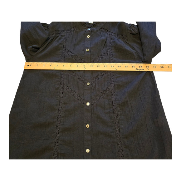 Sundance Louisa Button Up Blouse Womens Black Size XS High Ruffle Neck Feminine - Picture 9 of 11